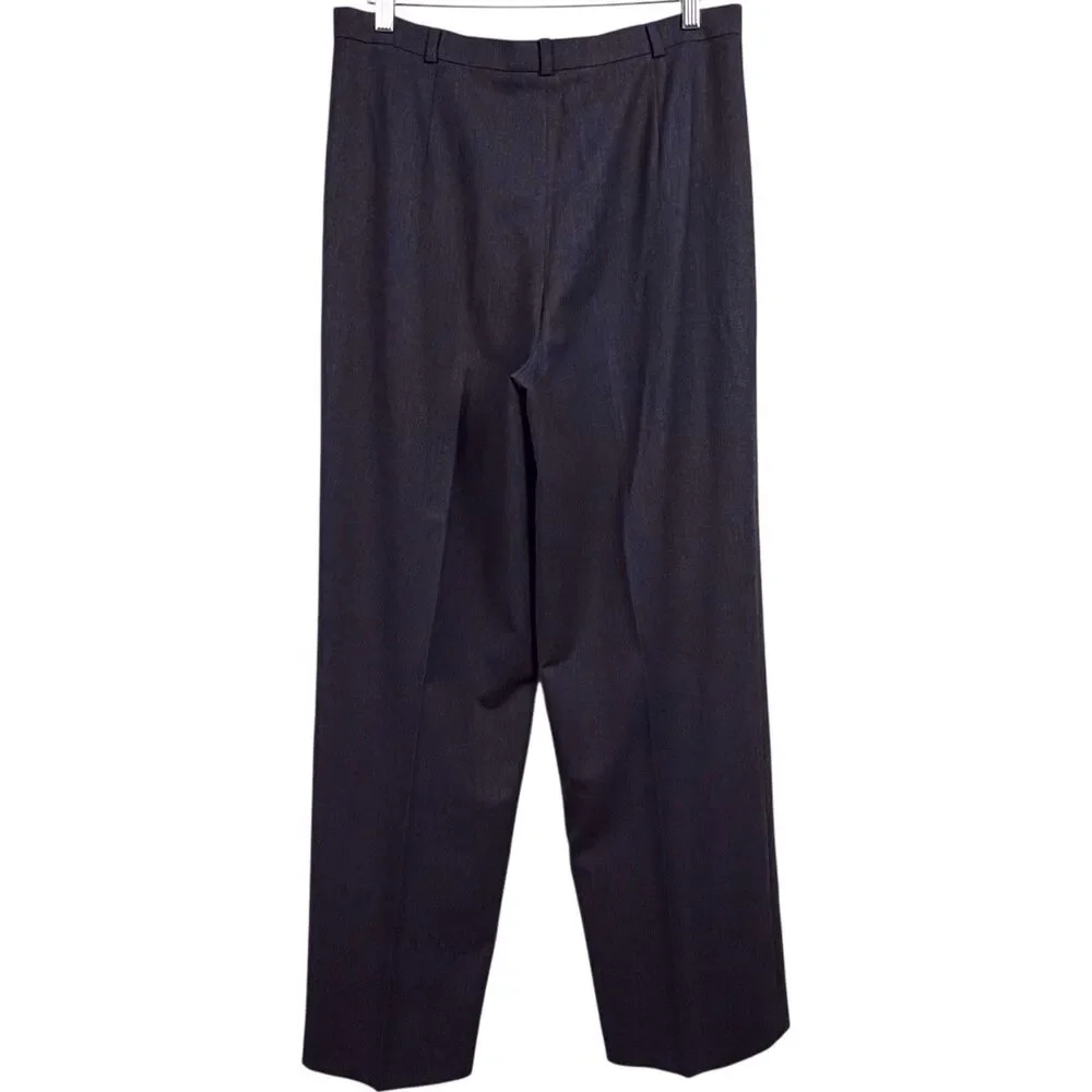 Vintage Louis Feraud Gray Wool High Rise Pleated Wide Leg Pants Size 12